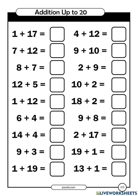 adding within 20 worksheet|Addition within 20 Worksheets (First Grade, printable).